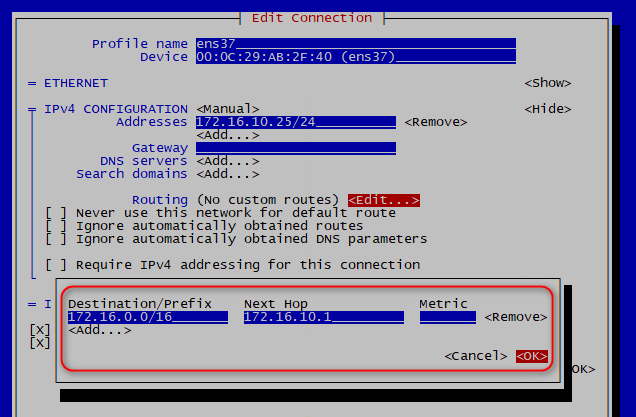CentOS7系统双网卡环境下添加静态路由的几种方法