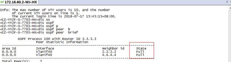 S7703从其它网管软件上读取不到的OSPF邻居状态信息