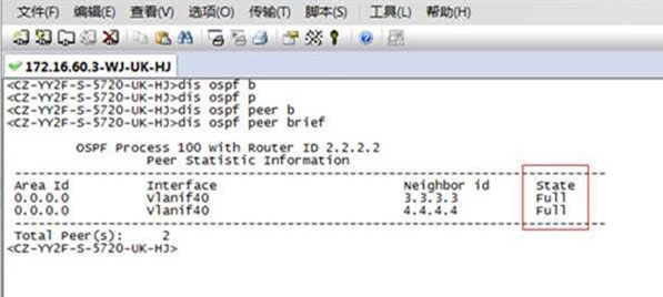 S7703从其它网管软件上读取不到的OSPF邻居状态信息