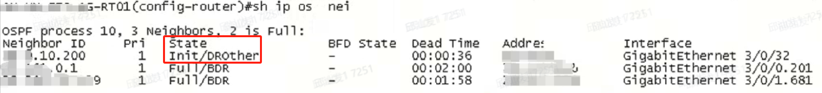RSR77-X 设备重启后ospf邻居处于Init状态 副本